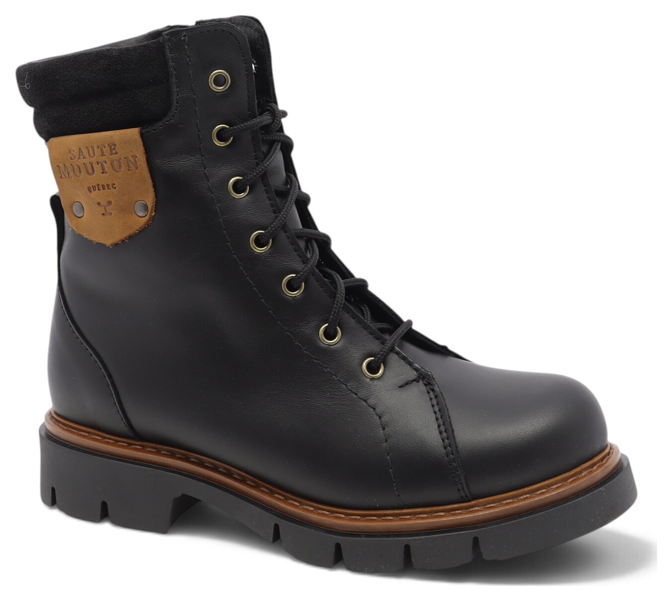 BOTTE LACÉE EN CUIR IMPERMÉABLE AVEC FER-93410