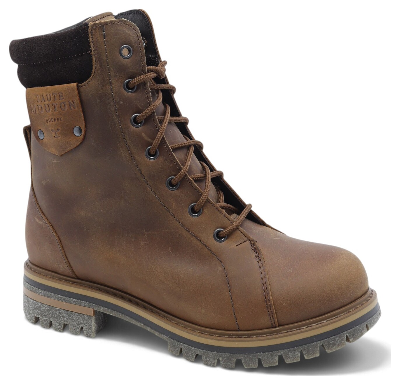 BOTTE LACÉE EN CUIR IMPERMÉABLE AVEC FER-93411